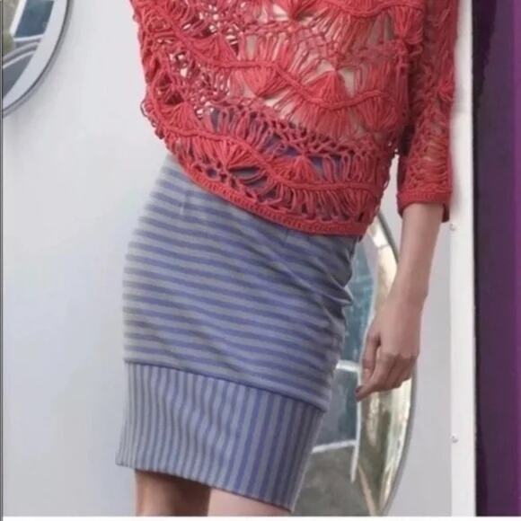 Plenty by Tracy Reese blue & gray striped pencil skirt size 0 - Picture 1 of 11